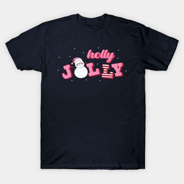 Cute Snowman Holly Jolly T-Shirt by Asilynn